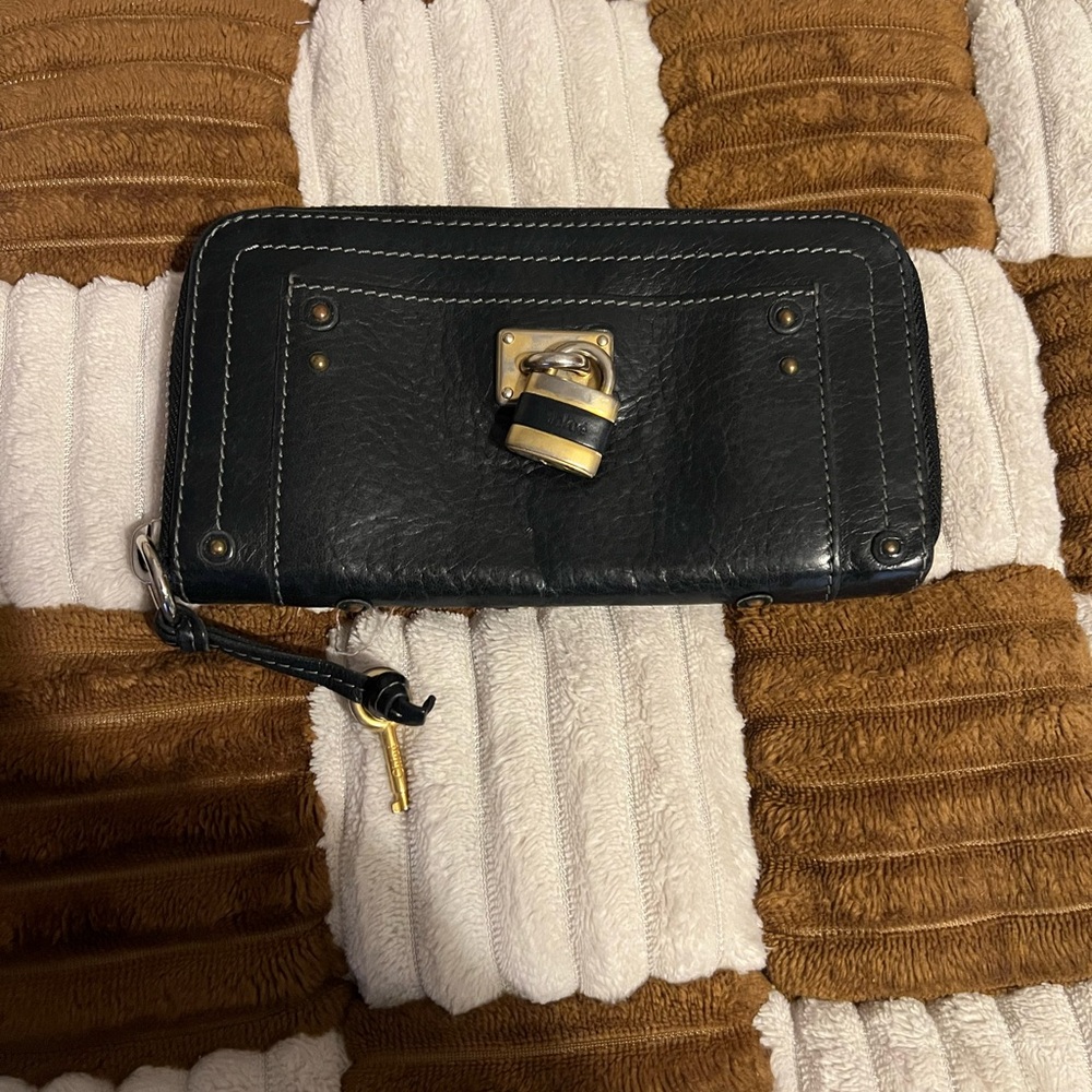 Chloe Paddington Black Leather Zip Around Wallet